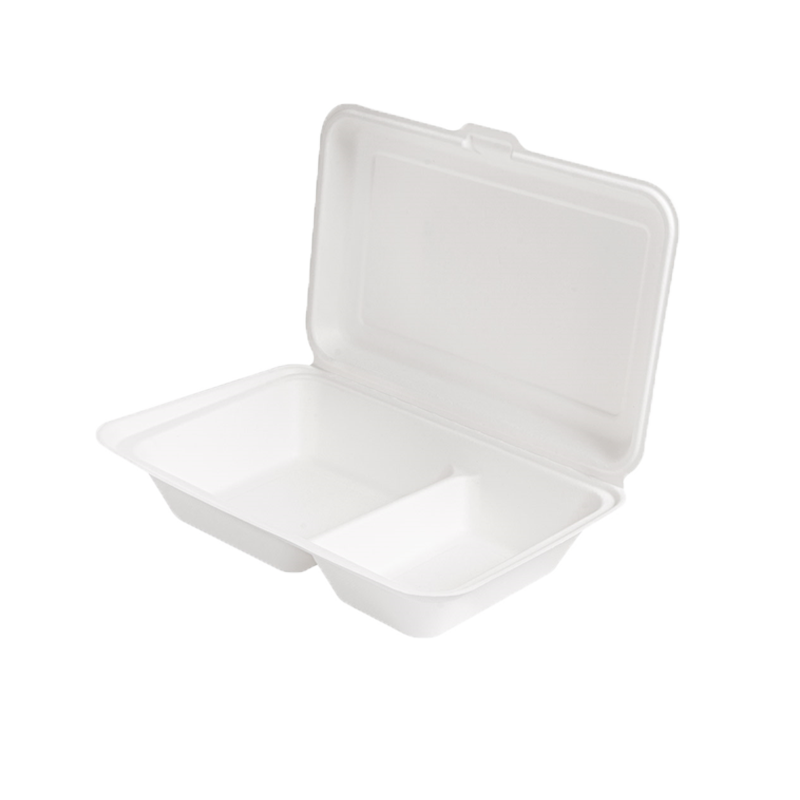 ENVASE PORTAMENU 2 COMPARTIMENTOS BAGAZO BLANCO 250x165x65 MM 50 UDS - Imagen 3