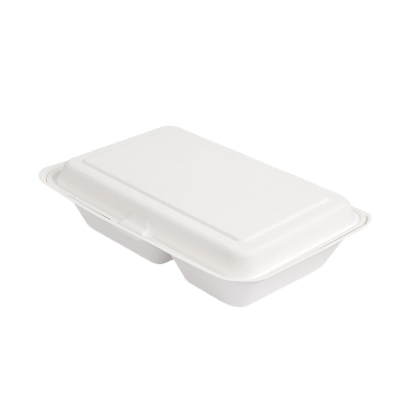 ENVASE PORTAMENU 2 COMPARTIMENTOS BAGAZO BLANCO 250x165x65 MM 50 UDS - Imagen 2