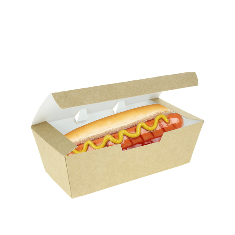 BARQUETA CARTON KRAFT TAKE AWAY PERRITO CON TAPA 50 UDS - Imagen 2