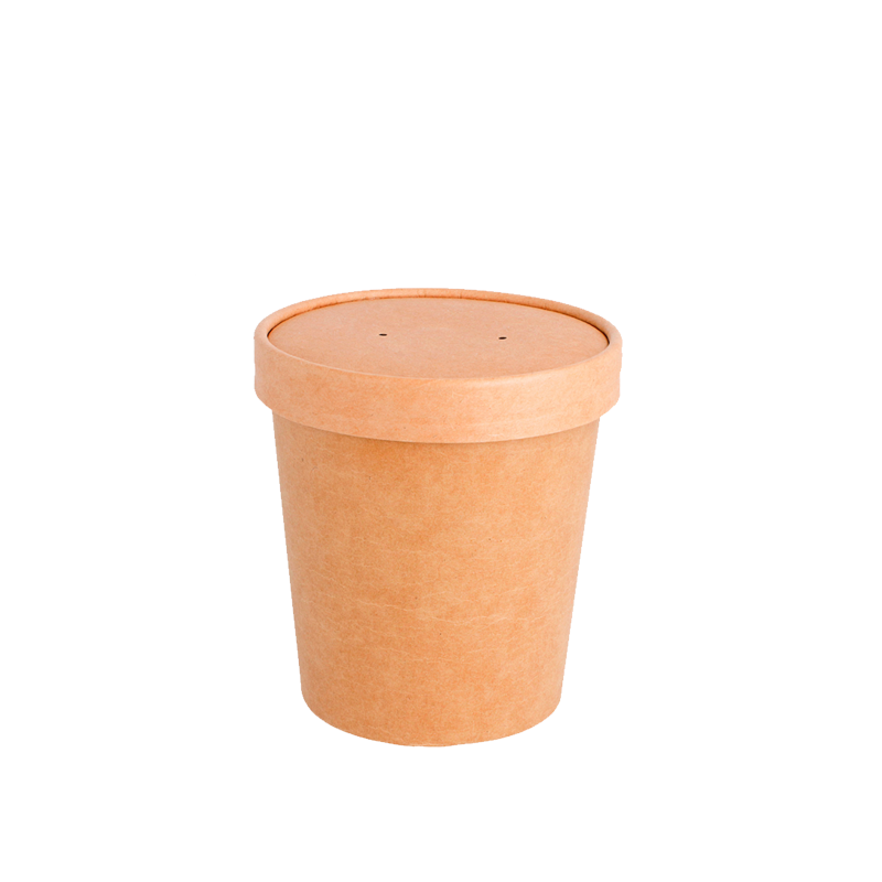 TARRINA CARTON KRAFT SOPA CON TAPA 500 CC 25UDS - Imagen 3