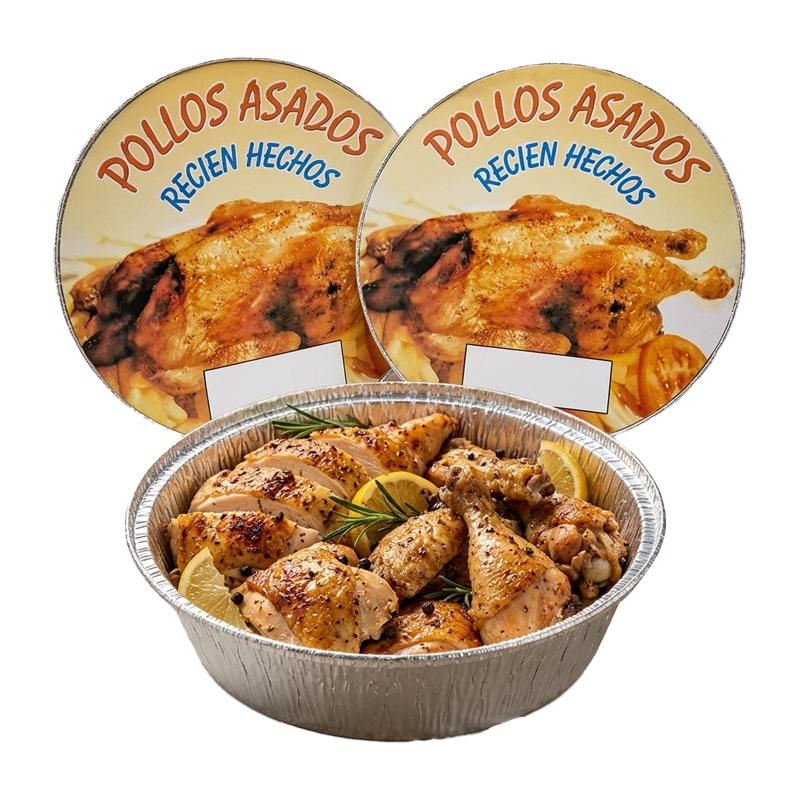 ENVASE ALUMINIO POLLO ENTERO CON TAPA QUALY 25 UDS - Imagen 2