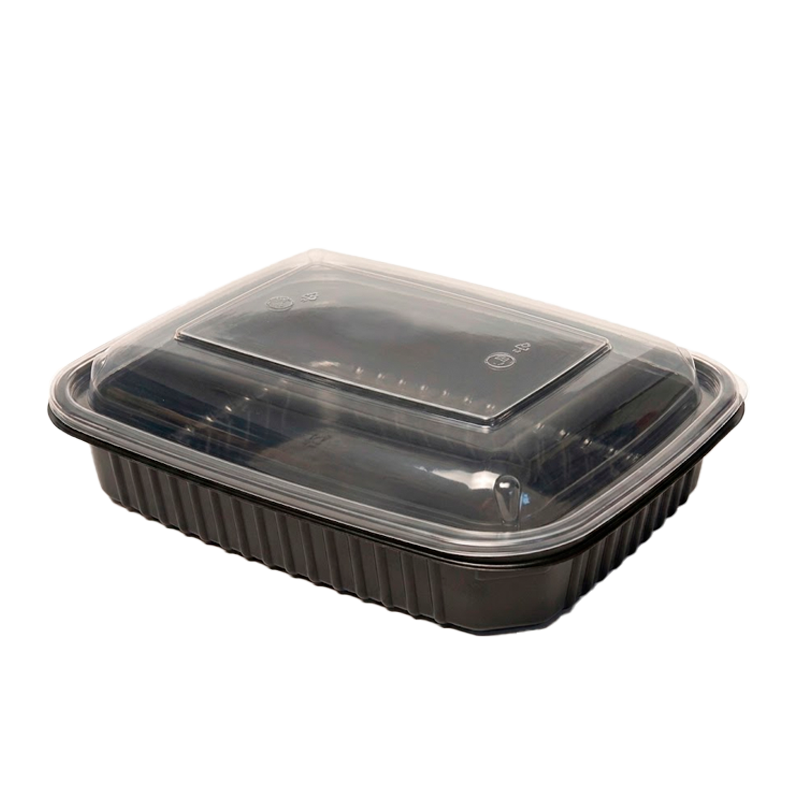 ENVASE RECTANGULAR NEGRO PP CON TAPA PP 850 CC 50 UDS - Imagen 3