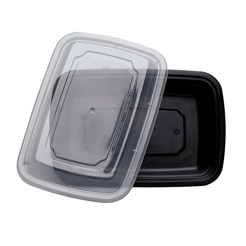 ENVASE RECTANGULAR NEGRO PP CON TAPA PP 850 CC 50 UDS - Imagen 2