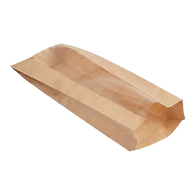 BOLSA PAPEL KRAFT 14+6x60 CON VENTANA 1000 UDS - Imagen 2